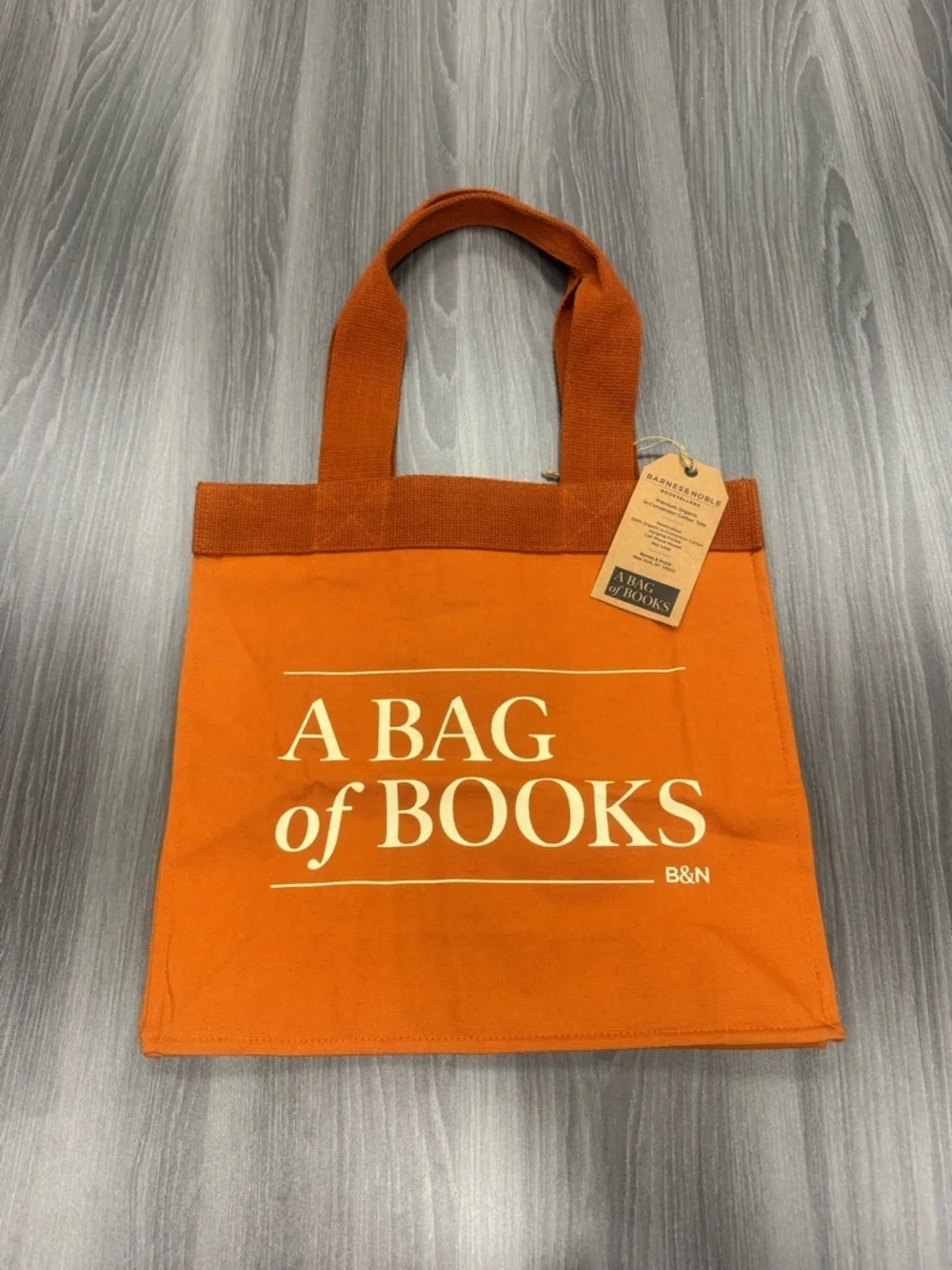 Barnes & Noble “A Bag of Books” Tote Bag 100% Cotton Rust Orange Canvas 15x14x5